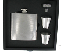 FLC13 - 6oz Flask Set Black Wooden Box